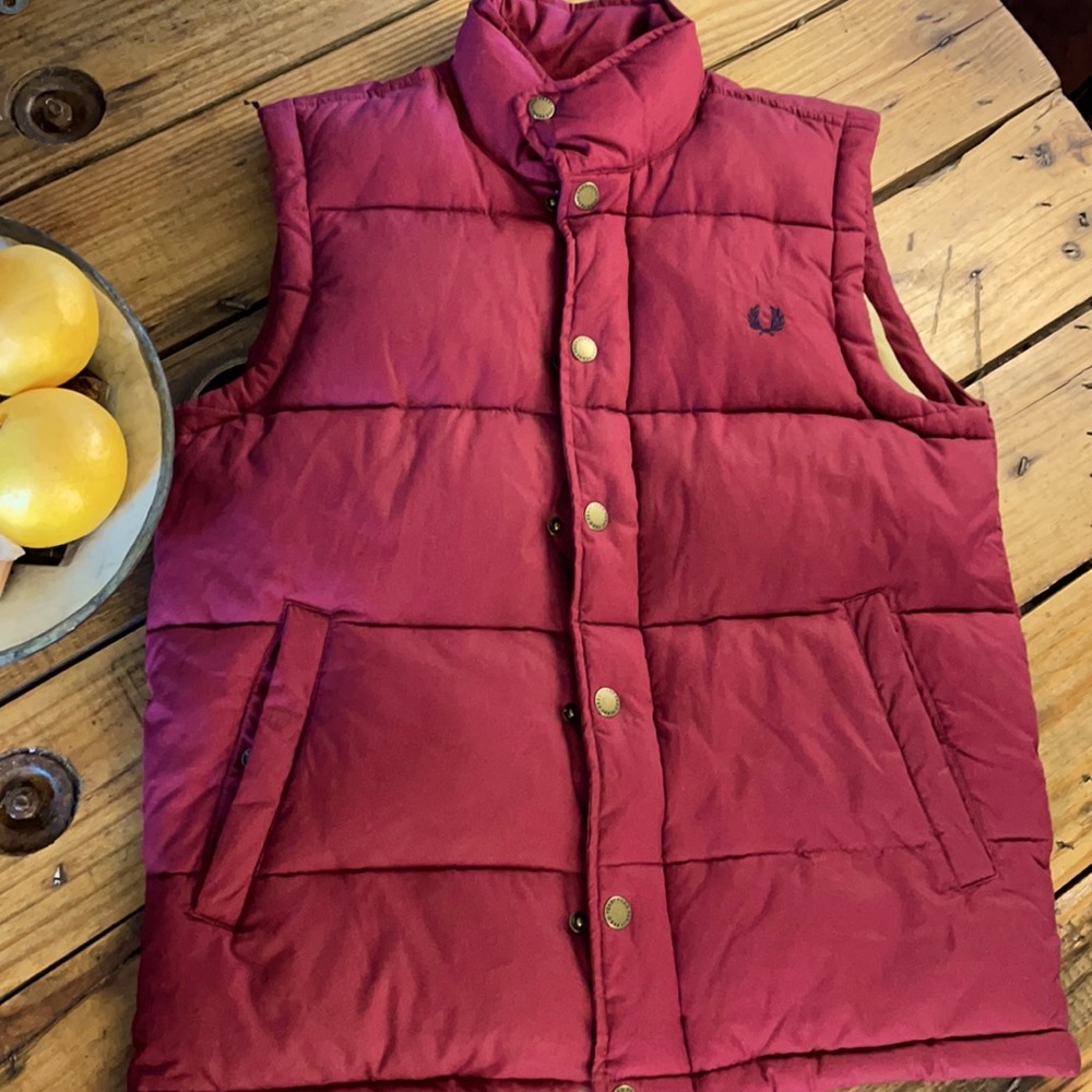Fred Perry Wine Quilted Puffer Vest